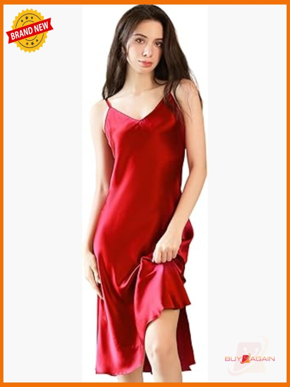 6A Mulberry Silk Nightgown V-Neck Adjustable Spaghetti Straps Sleeveless
